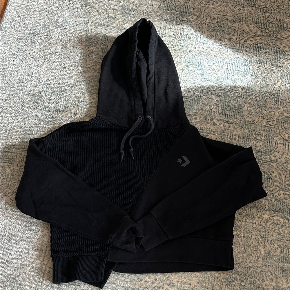 Converse Black Cropped Hoodie